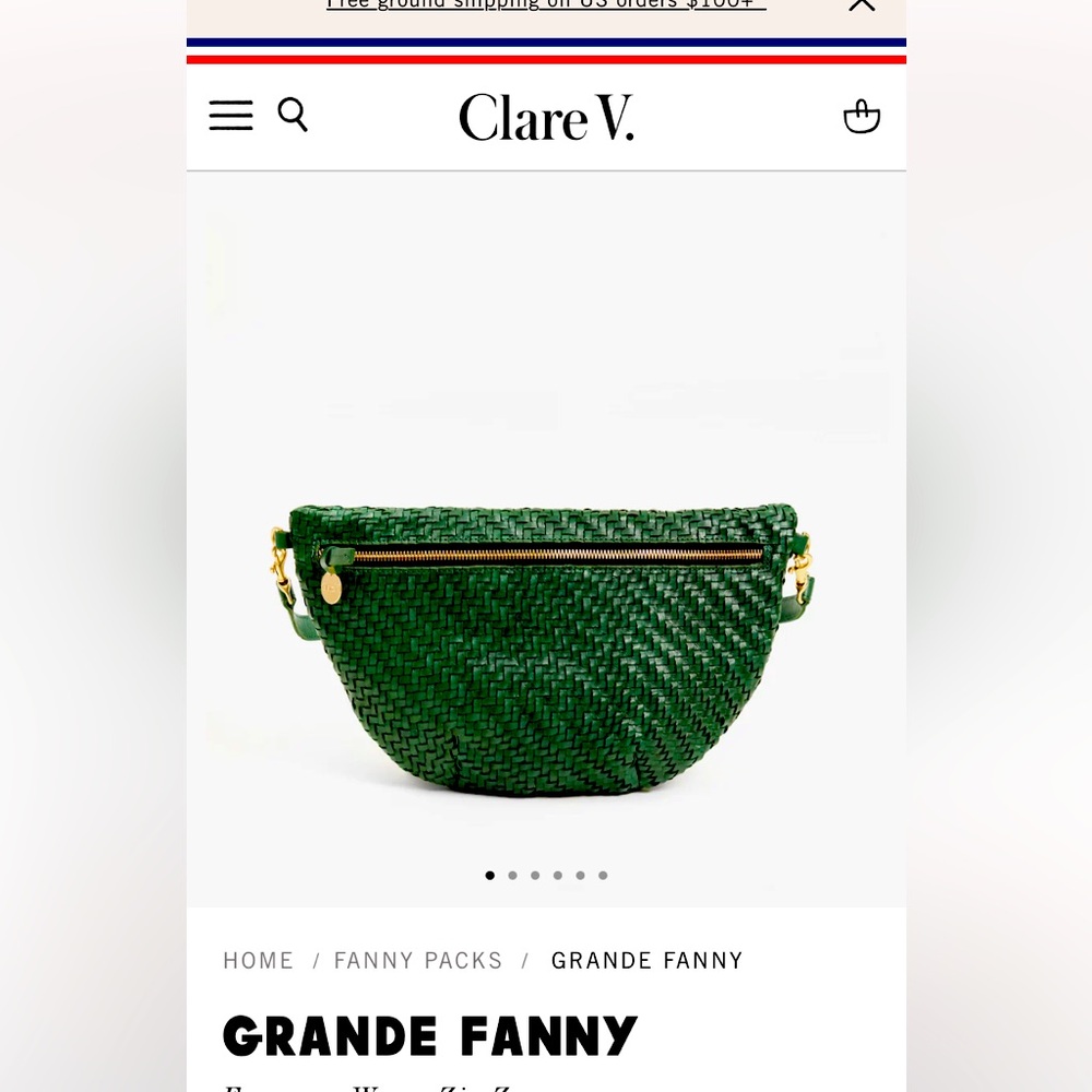 Clare V. Grande Fanny Evergreen Woven ZigZag